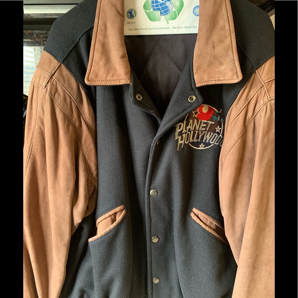 Planet Hollywood London Suede varsity XL jacket